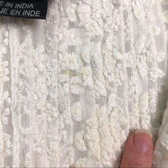 Anthro Hemant & Nandita Cream Embroidered Top S - Picture 9 of 10